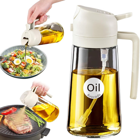 2-in-1 Large Capacity Multi-Function Glass Oil Pot Spray Can Smooth Surface Household Kitchen Supplies
